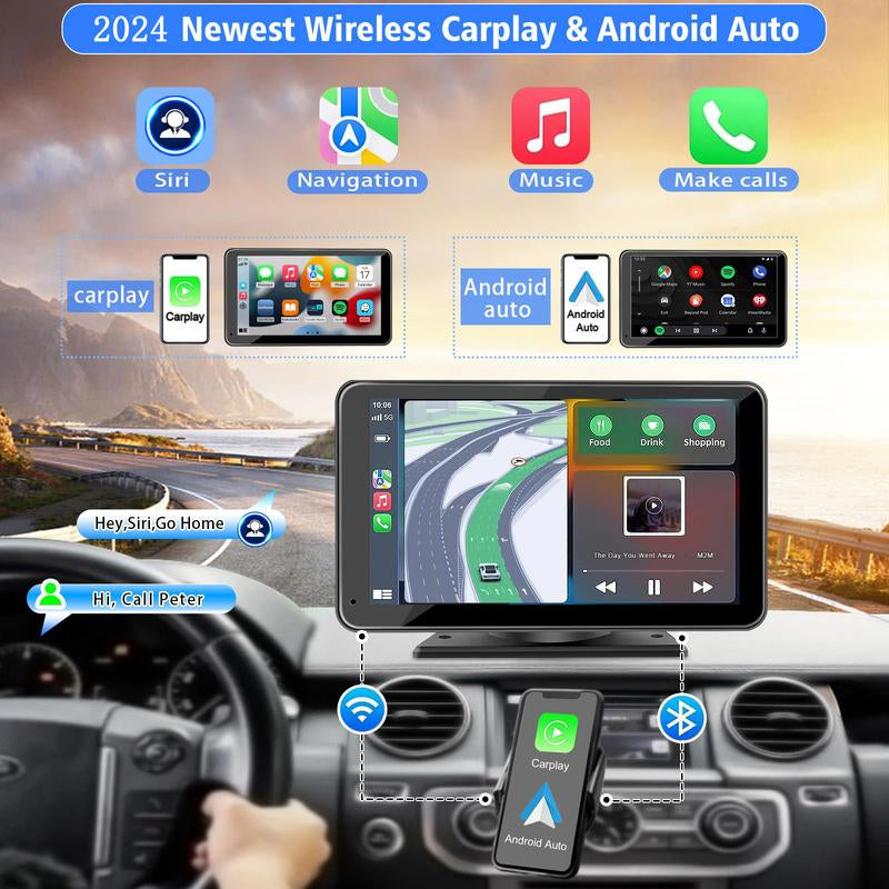 2025 Wireless CarPlay Stereo: Suction Mount, Rear Camera, MirrorLink, Portrait/Landscape