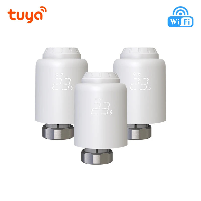 Tuya Smart Home Wifi Thermostatic Valve Radiator Smart TRV Radiator Head Valve Wifi Thermostat Alexa Google Home Smart Life