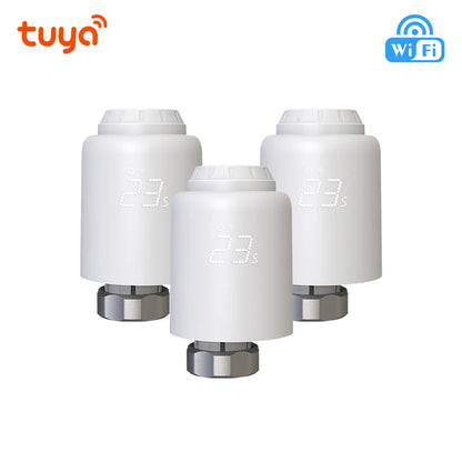 Tuya Smart Home Wifi Thermostatic Valve Radiator Smart TRV Radiator Head Valve Wifi Thermostat Alexa Google Home Smart Life