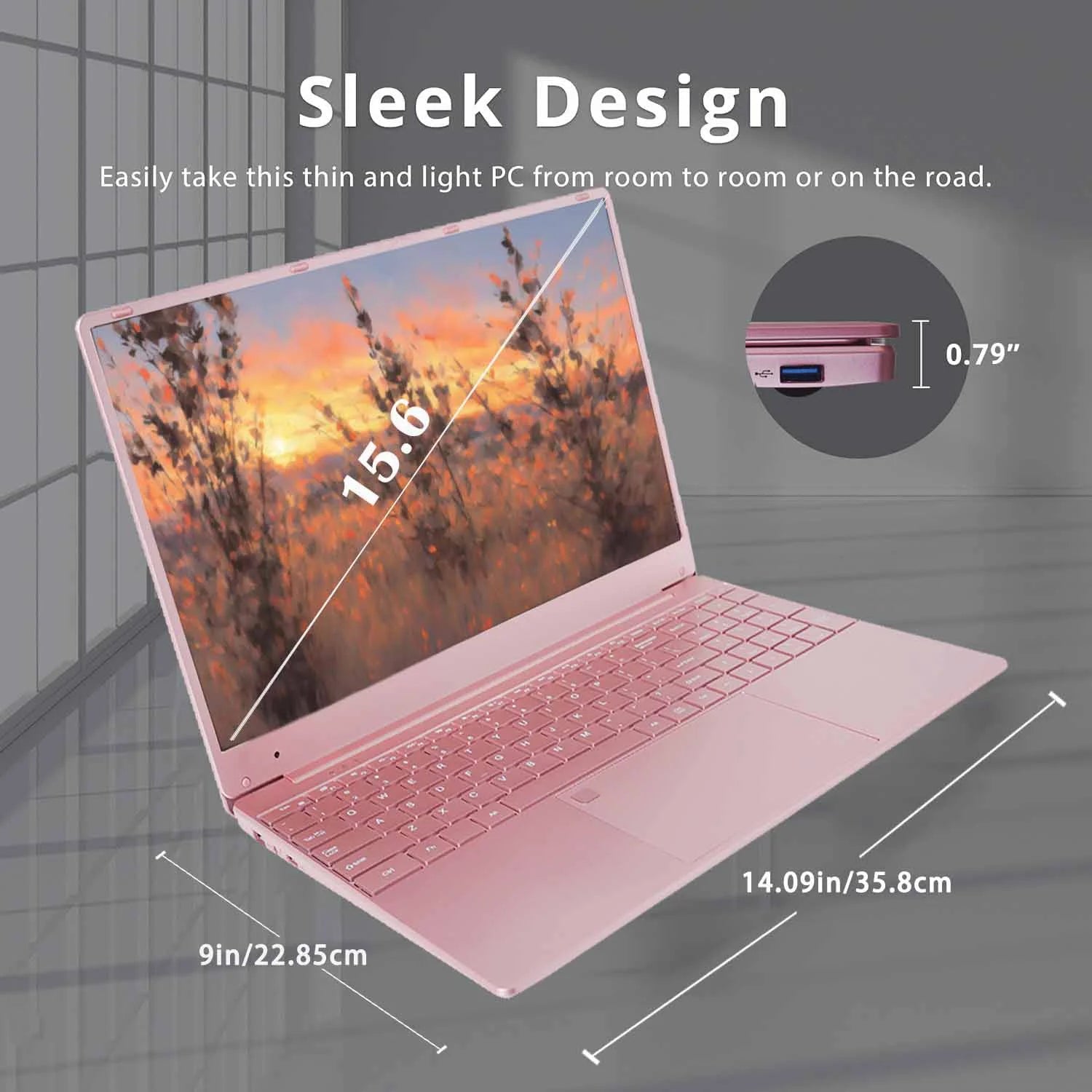 15.6" HD Student Laptop Computer Free Office 2024 Windows 11 Pro 16G DDR4 RAM 1TB SSD Large FHD IPS Screen Business Laptop Computer Intel Celeron N5095 Backlit KB