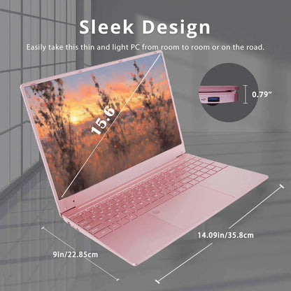 15.6" HD Student Laptop Computer Free Office 2024 Windows 11 Pro 16G DDR4 RAM 1TB SSD Large FHD IPS Screen Business Laptop Computer Intel Celeron N5095 Backlit KB
