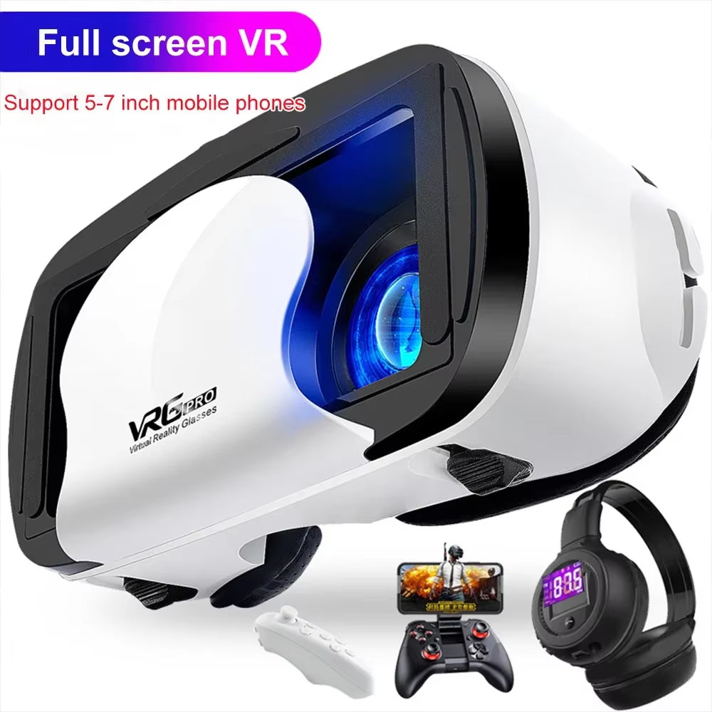 VR Virtual Reality 3D Smart Glasses Stereo Helmet Headset with Remote Controller for IOS Android Smartphones Virtual World 7"