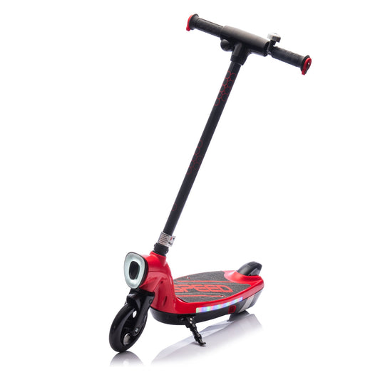 Kids Electric Scooter - 5.59-6.84 MPH, LED Lights, Rear Brake, Kickstand, Bell, Wide Pedal, Ages 6+