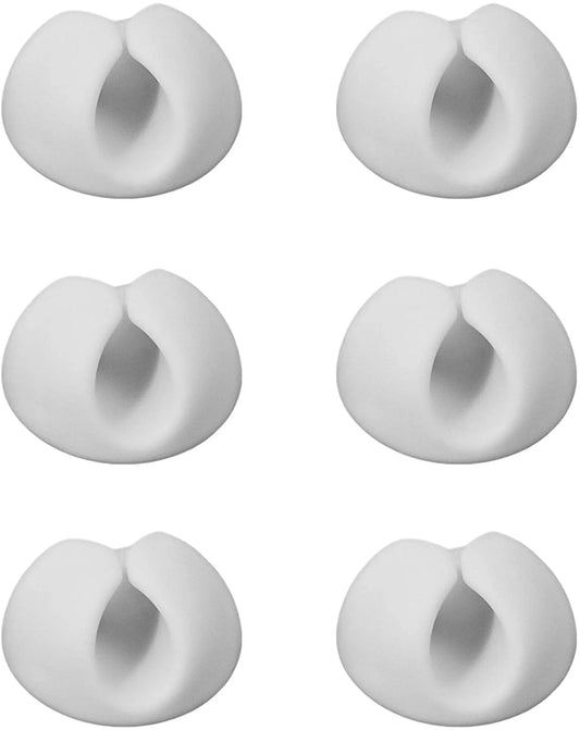 (Pack of 6) Cable Clips, Cord Keeper, Cord Management System with 3M Adhesive, Desktop Cable Organizer & Computer, Electrical, Charging or Mouse Cord Holder