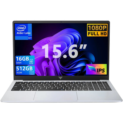 15.6 Inch Laptop 16GB DDR4 512GB SSD Intel Alder Lake N97 up to 3.6Ghz with Windows 11