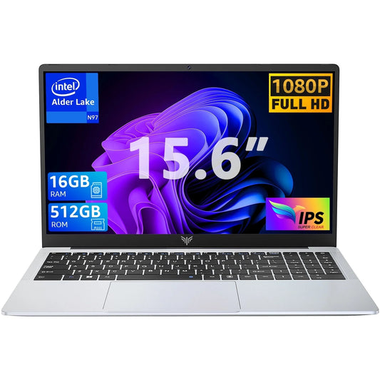 15.6 Inch Laptop 16GB DDR4 512GB SSD Intel Alder Lake N97 up to 3.6Ghz with Windows 11