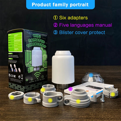 Tuya Smart Home Wifi Thermostatic Valve Radiator Smart TRV Radiator Head Valve Wifi Thermostat Alexa Google Home Smart Life