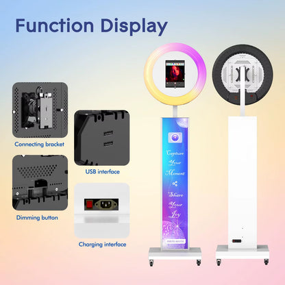 Portable Photo Booth Compatible with Any Ipad, Large Lightbox Ipad Photo Booth for Christmas Wedding Party Shell Stand Software