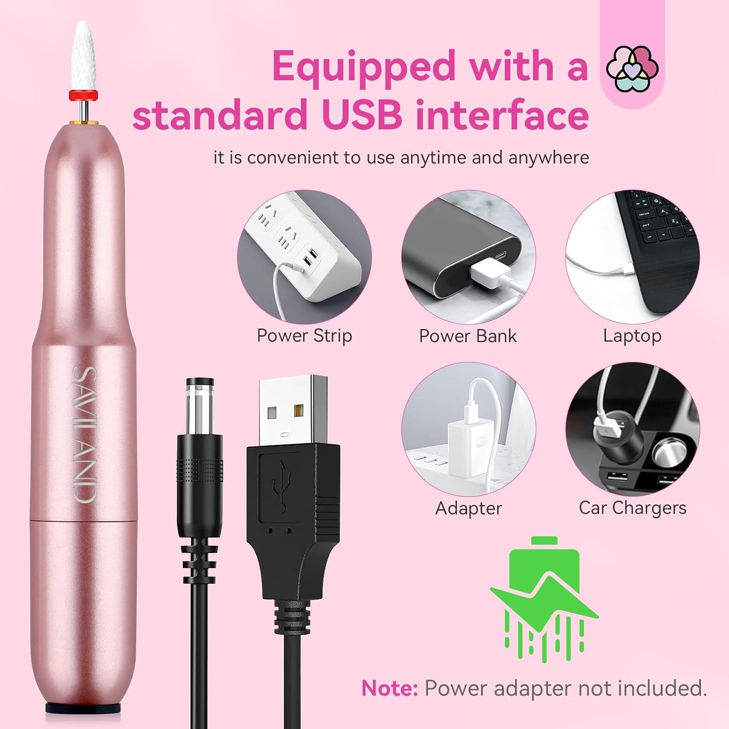 Electric Nail Drill: 2025 Electric Nail File Rose Efile Nail Drill Professional Manicure with 6PCS Nail Drill Bits Portable Nail File & Salon Use Manicure Pedicure at Home