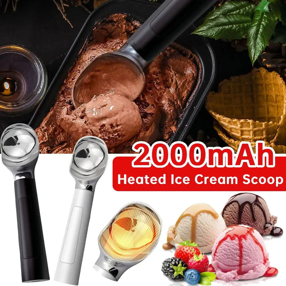 Electric Heated Ice Cream Scoop Rechargeable Self Heated Ice Cream Spoon with LED Display Softening Hard Ice Cream Easy to Clean