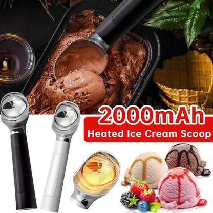 Electric Heated Ice Cream Scoop Rechargeable Self Heated Ice Cream Spoon with LED Display Softening Hard Ice Cream Easy to Clean
