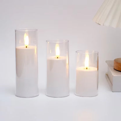Led Electronic Candles Light Flameless Remote Timer Flickering Lamp Clear Acrylic Glass Battery Powered Wedding Party Christmas