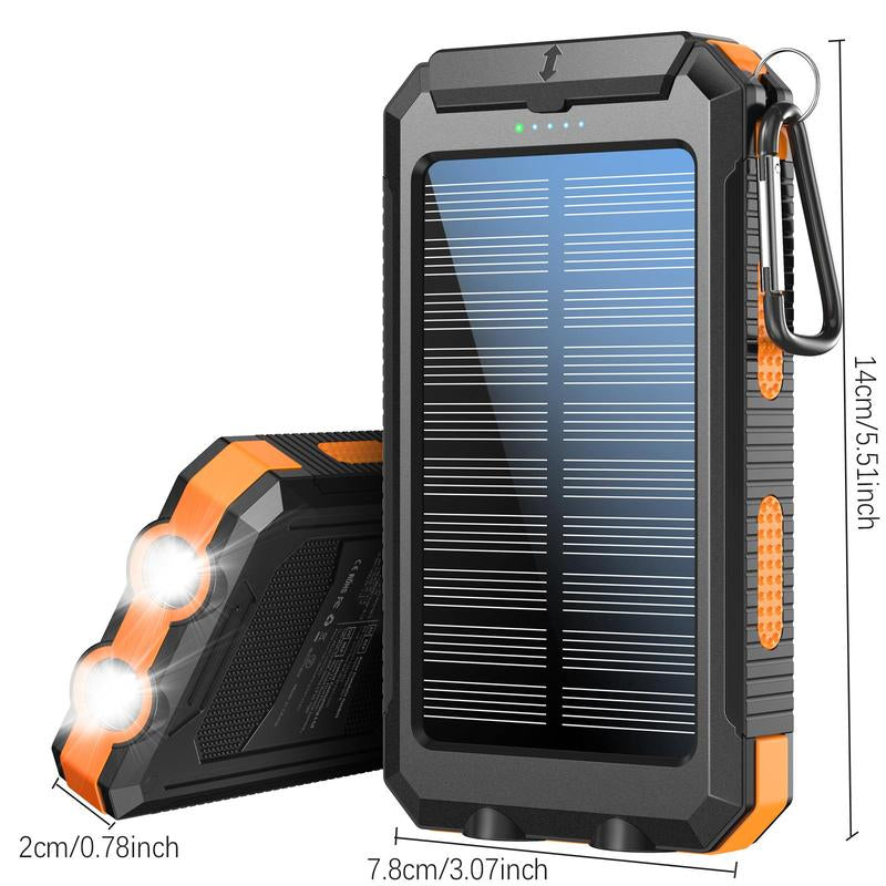 10000mAh Solar Power Bank - Wireless Car Charger, Dual USB, Flashlight, iPhone/Android