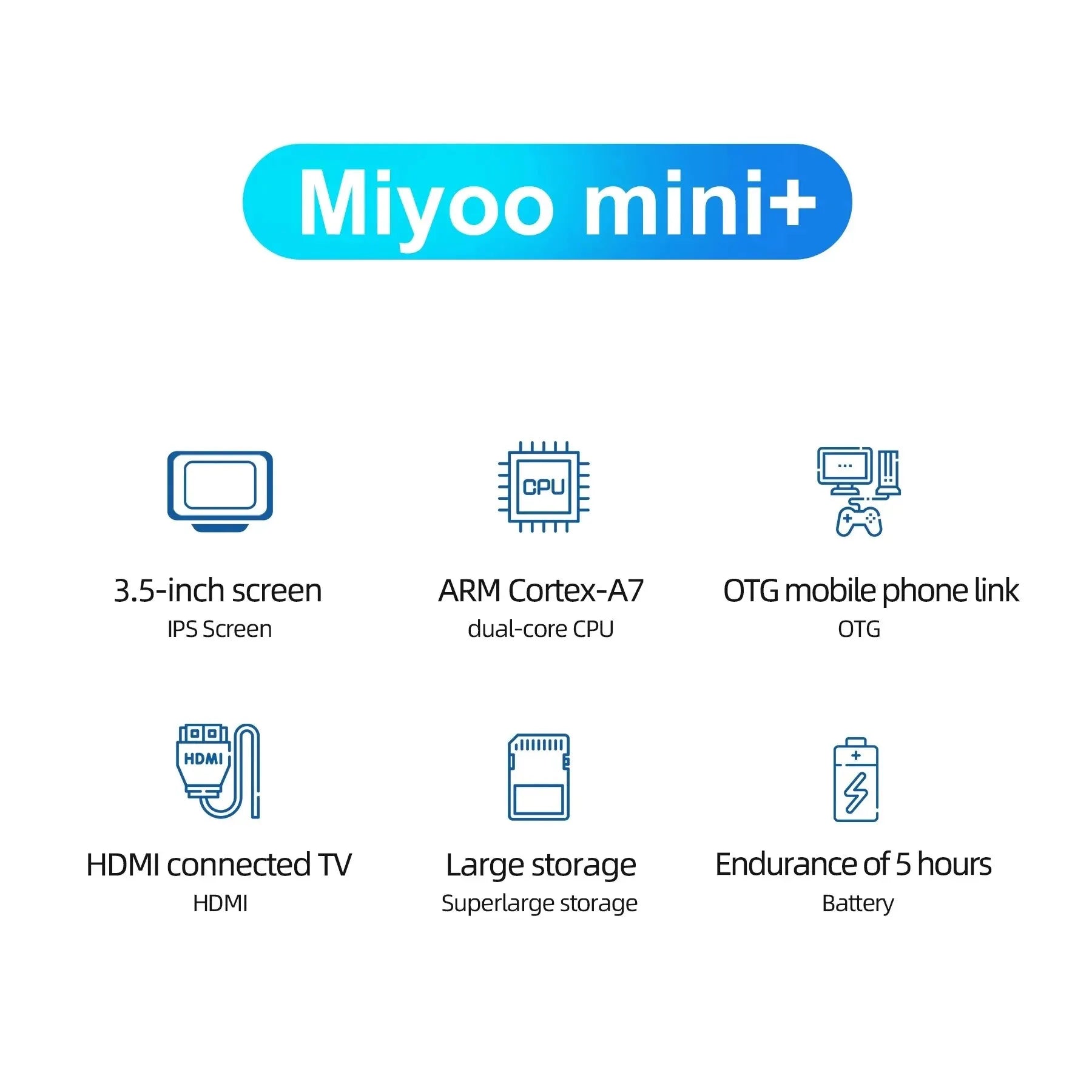 Mini plus Game Console 3.5Inch IPS Screen Retro Gaming Console 3000Mah Game Console Video Player for  Mini plus V3