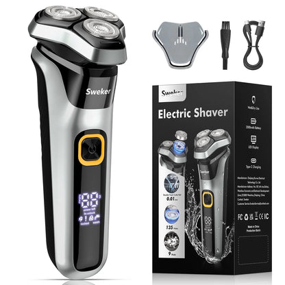 Electric Razor for Men, Rechargeable Electric Shaver with Pop-Up Trimmer for Sideburns Trimmer, Wet Dry Cordless Electric Shaver, Travel Lock, IPX6 Waterproof