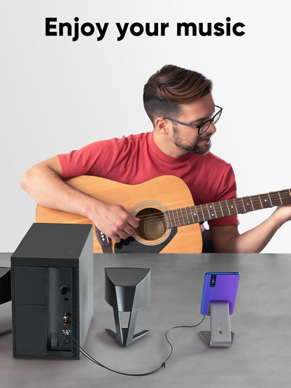 RCA Audio Cable 3.5Mm Male to 2-Male RCA Cable, Y Splitter Design Stereo Audio RCA Male Cable, 3 Meters, Black