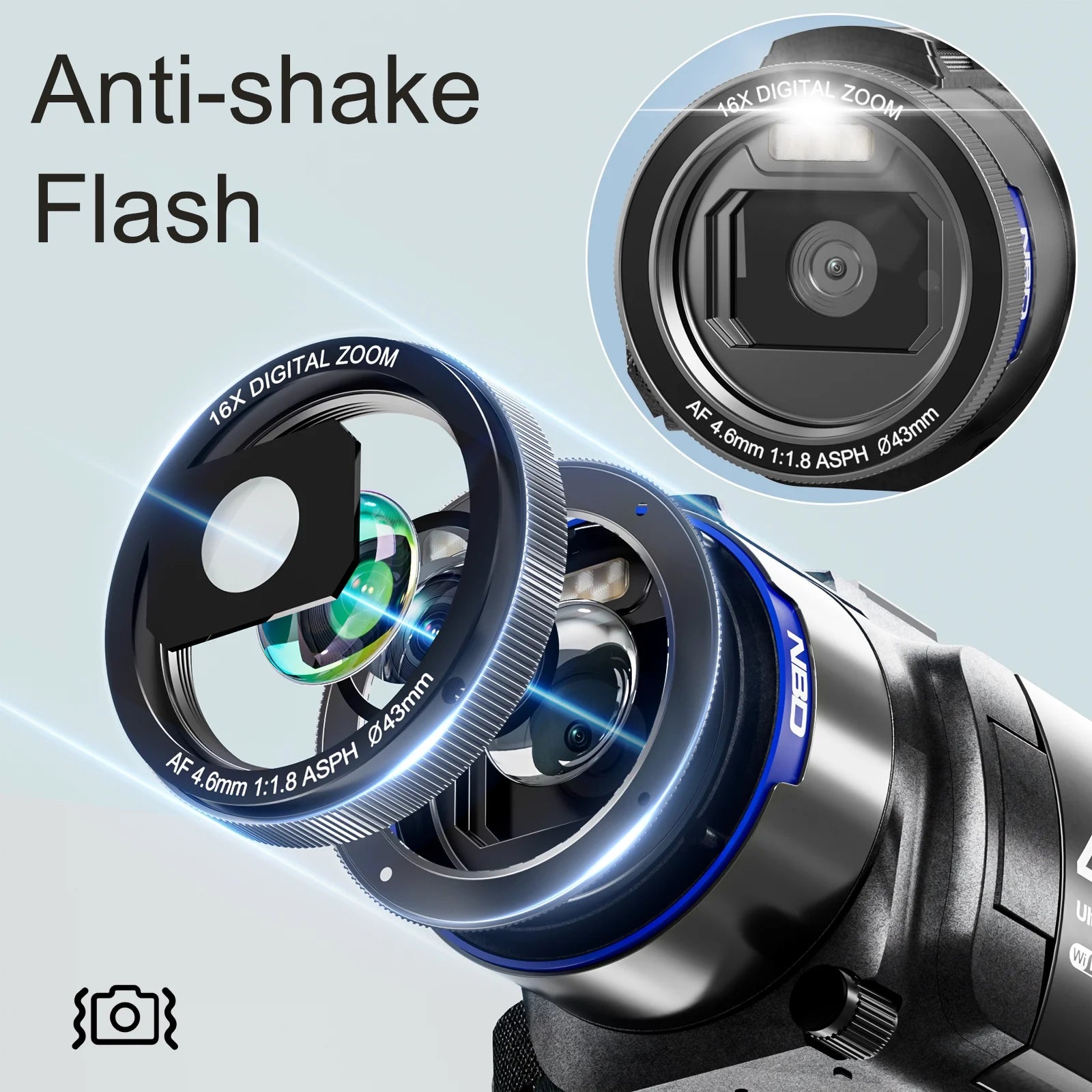 4K Video Camera Camcorder 3.0" IPS Vlogging Camera 48MP Digital Video Camera with 32GB SD Card