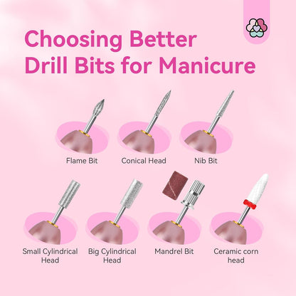 Electric Nail Drill: 2025 Electric Nail File Rose Efile Nail Drill Professional Manicure with 6PCS Nail Drill Bits Portable Nail File & Salon Use Manicure Pedicure at Home