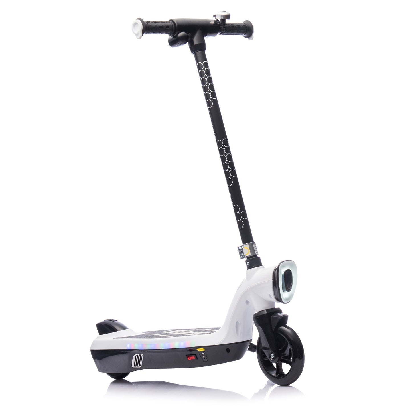 Kids Electric Scooter - 5.59-6.84 MPH, LED Lights, Rear Brake, Kickstand, Bell, Ages 6+