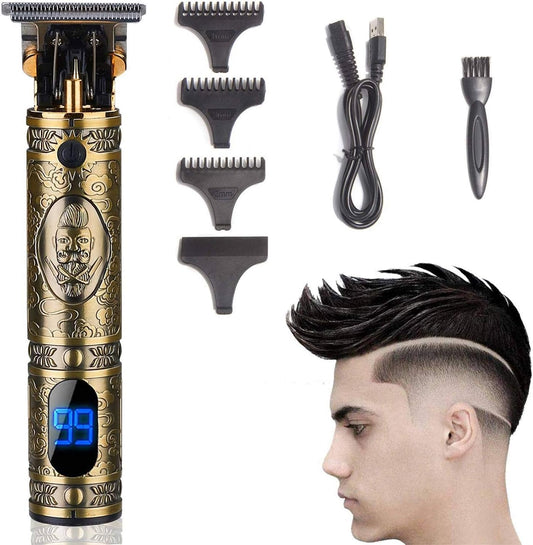 Beard Trimmer Hair Clippers for Men, Professional T-Blade Trimmer Cordless Rechargeable Hair Edgers Clippers Electric Beard Shaver with LED Display