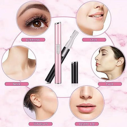 Electric Eyebrow Trimmer Women'S Eyebrow Shaver Painless Eyebrow Razor Facial Hair Trimmer, Battery-Operated Facial Hair Remover for Eyebrow Trimmer, Leg Hair, Armpit Hair-Pink