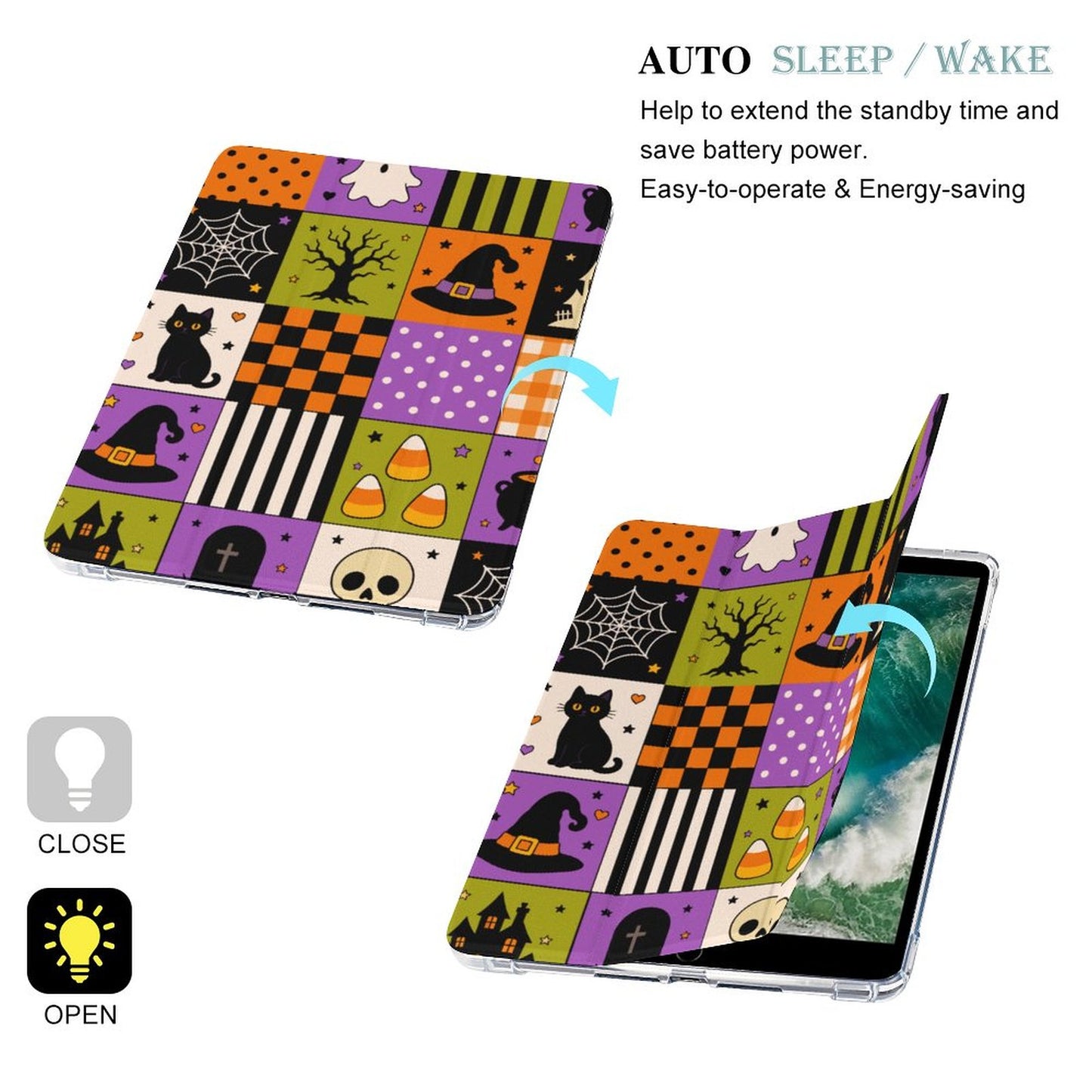 Tablet Case with Pencil Holder – Spooky Patchwork