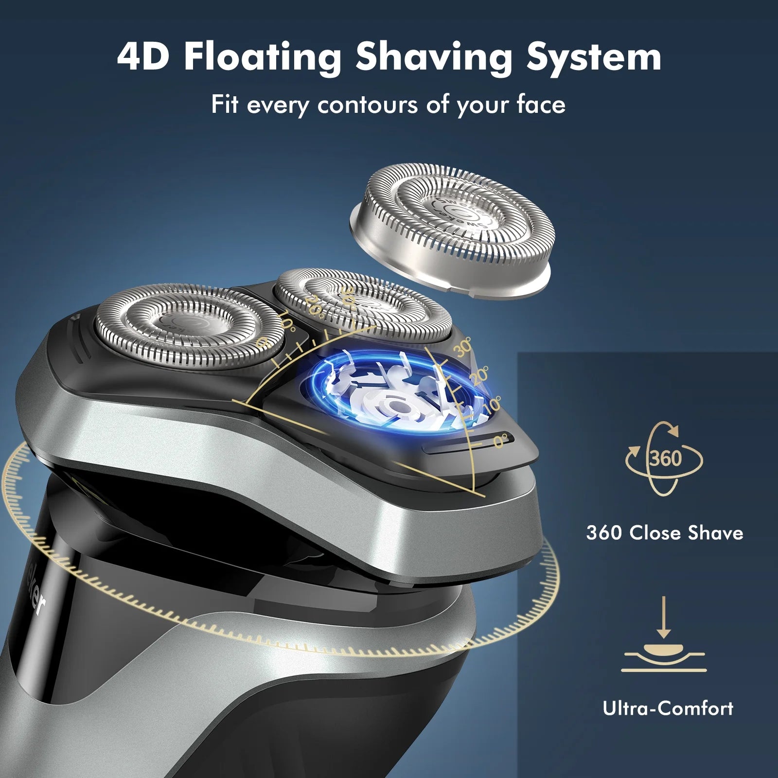 Electric Razor for Men, Rechargeable Electric Shaver with Pop-Up Trimmer for Sideburns Trimmer, Wet Dry Cordless Electric Shaver, Travel Lock, IPX6 Waterproof