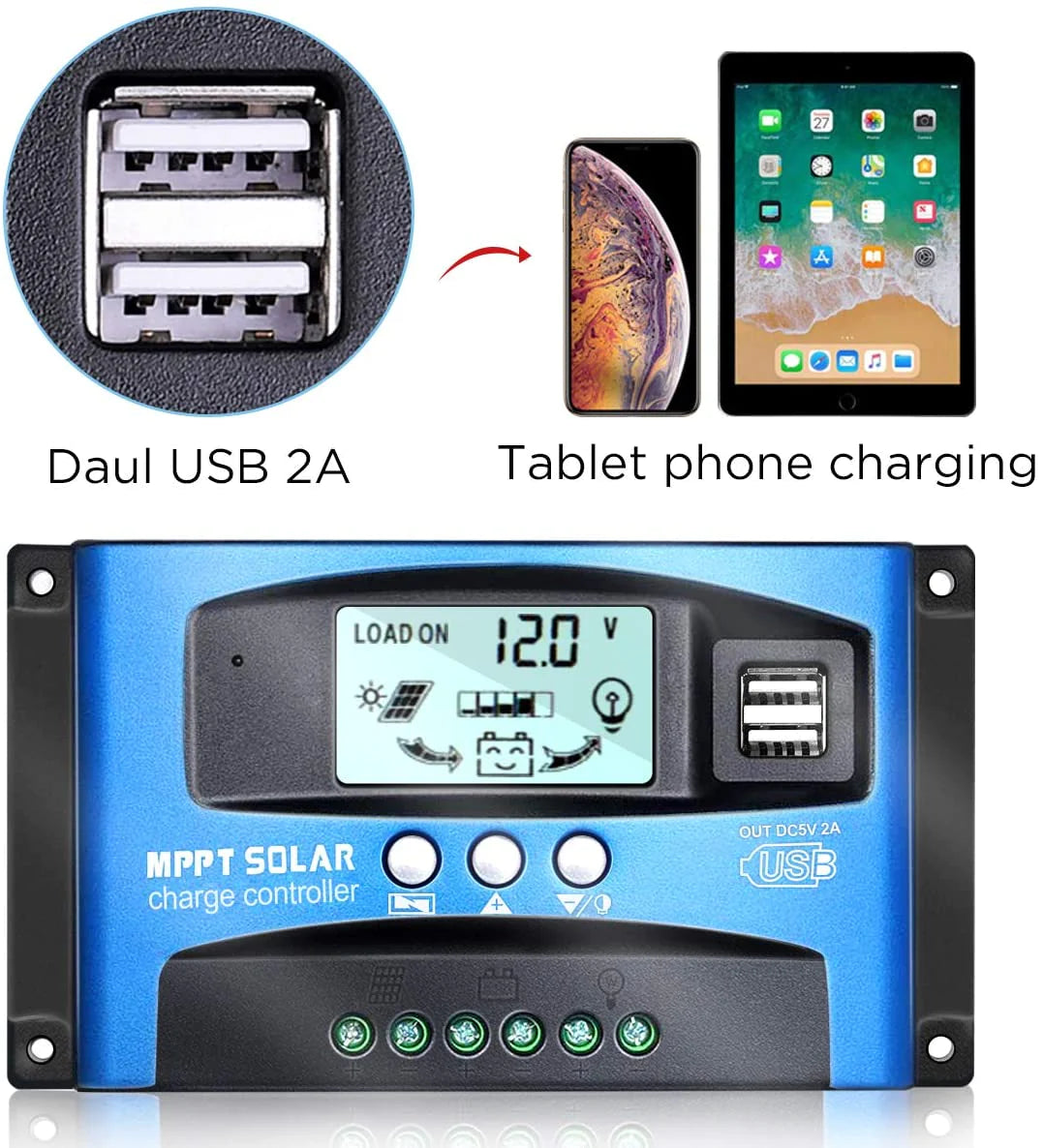 MPPT Solar Charge Controller: 30-100A 12V/24V - Auto Tracking