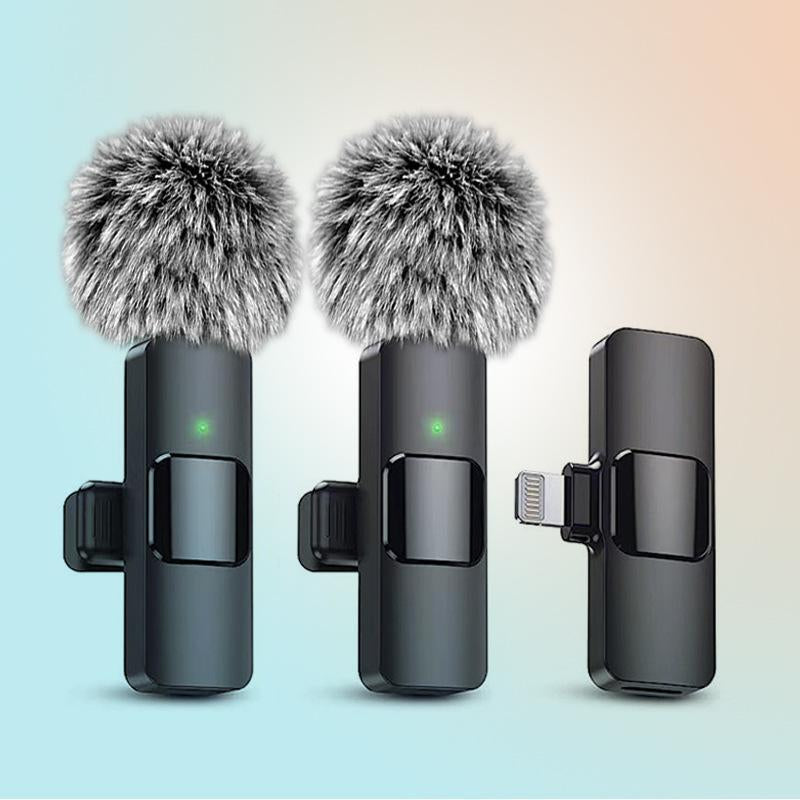 Wireless Lavalier Microphone, Rechargeable Microphone, Cordless Omnidirectional Condenser Recording Mic for Video Recording, Teaching, Interviews