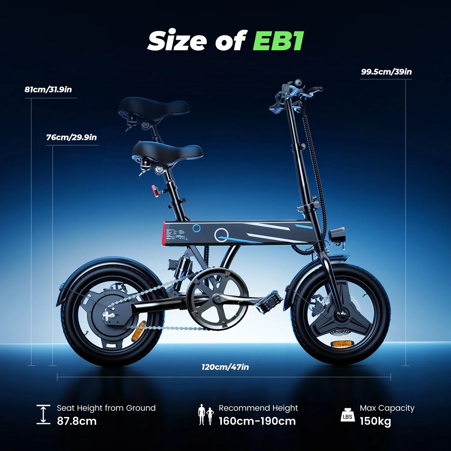 14" Foldable Electric Bicycle for Adults,500W 36V/7.8Ah Electric Bike,Lcd,20Mph Commuter E Bike for Teen