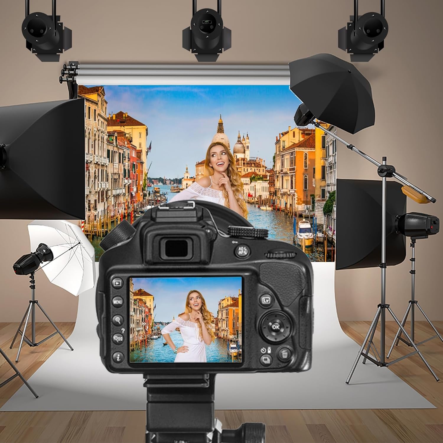 9X6Ft Venice Town Backdrop Historical Culture Scenery Photography Background Italy Watery City Rivers Blue Sky Children Kids Adults Portraits Backdrops Photo Studio Props