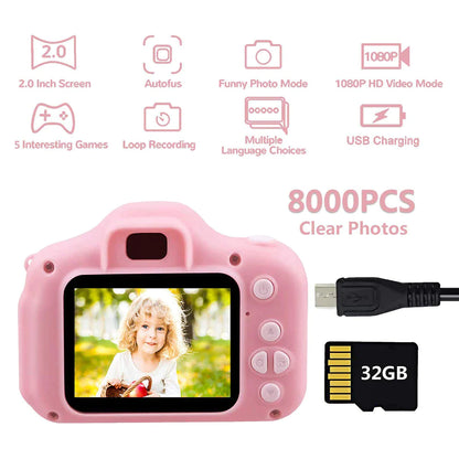 Children Kids Camera Mini Educational Toys for Kids Children Gifts Birthday Gift Digital Camera 1080P Projection Video Camera