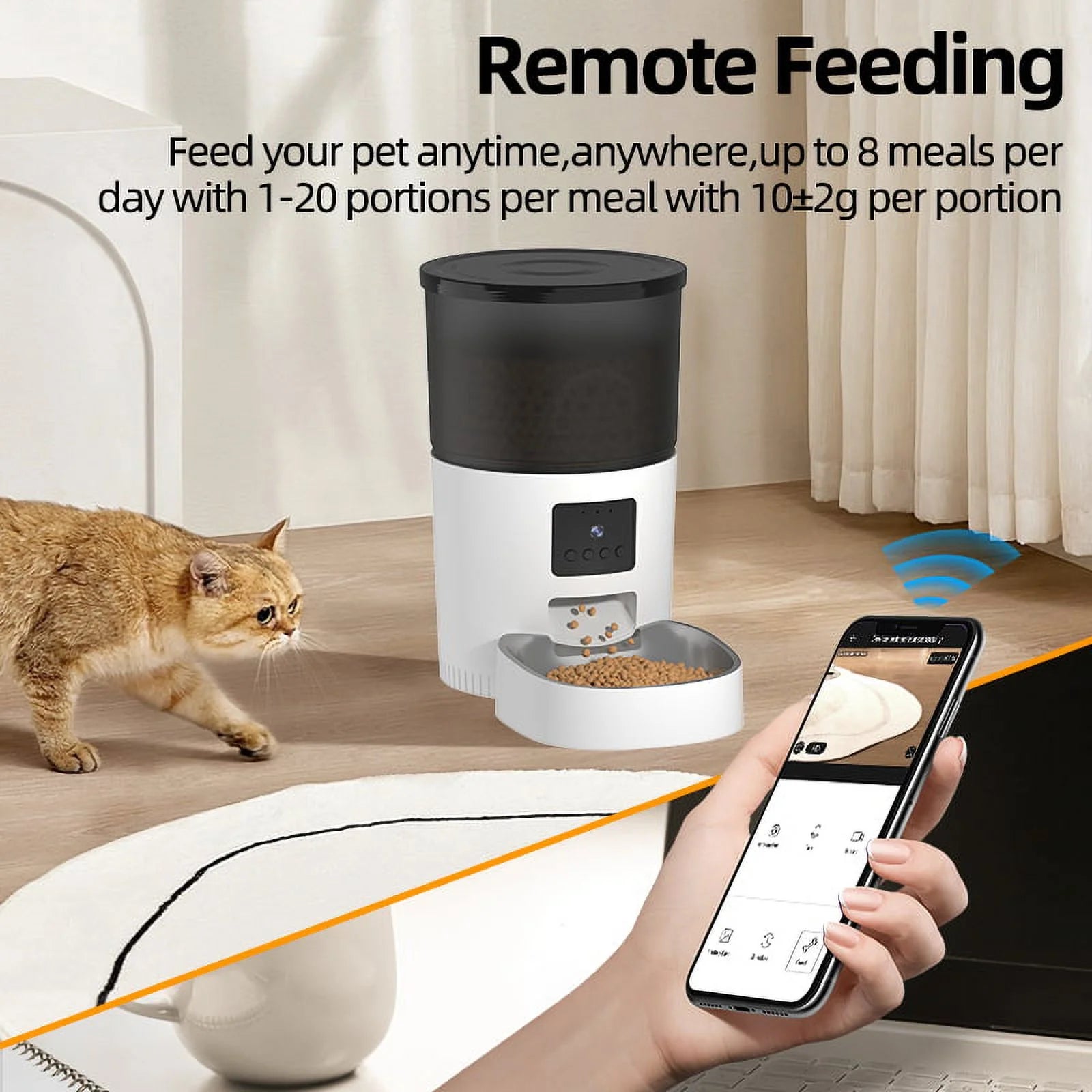 3L Automatic Cat Feeder with Camera Video Cat Food Dispenser Pet Smart Voice Recorder Remote Control Auto Feeder for Cat Dog
