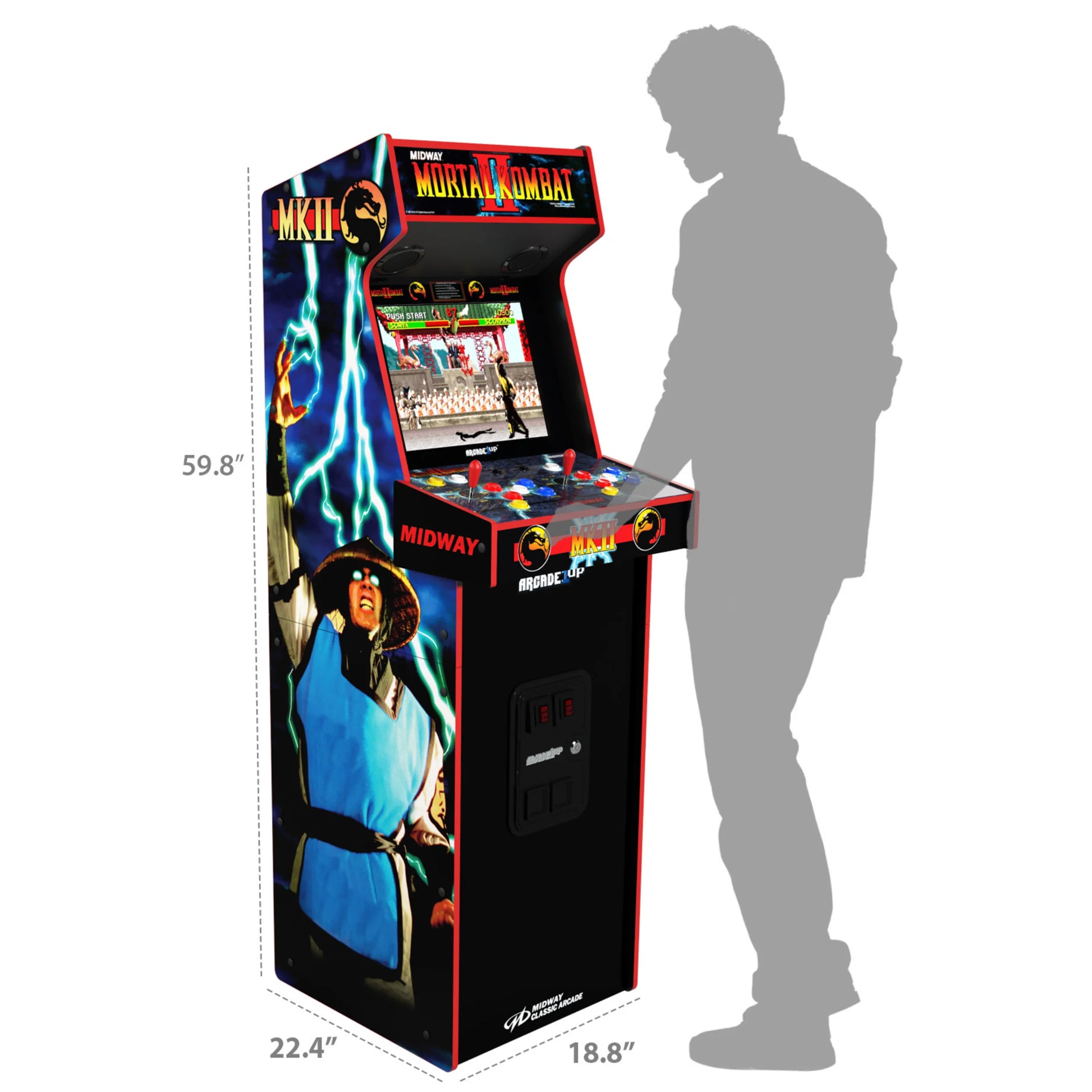 Mortal Kombat II Deluxe Arcade Game with 5-Foot-Tall Full-Size Stand-Up Cabinet, Black