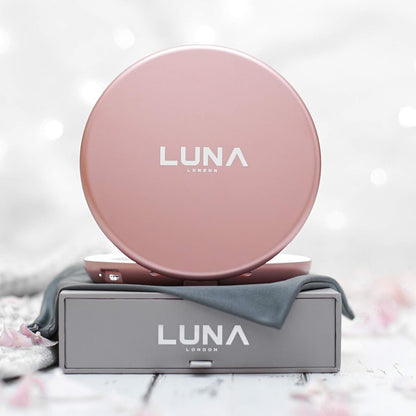 Compact Travel Mirror | Travel Makeup Mirror with Light | LED Lighted Vanity Mirror with 3 Light Modes | 7X Magnification Folding Portable & Rechargeable (Rose Gold)