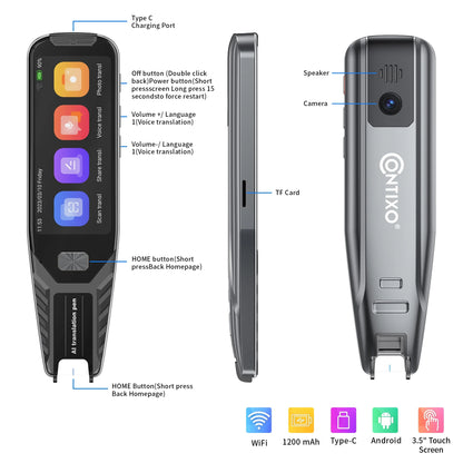 P1 Smart Scanning Translator Pen - 134 Voice Language Translator, Photo & Text Scanning