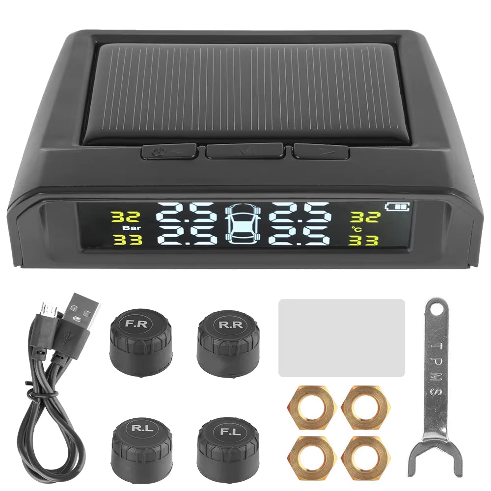Tire Pressure Monitoring System Temperature Warning New C External Battery Version Sensors Solar TPMS Car Tyre Pressure Monitor