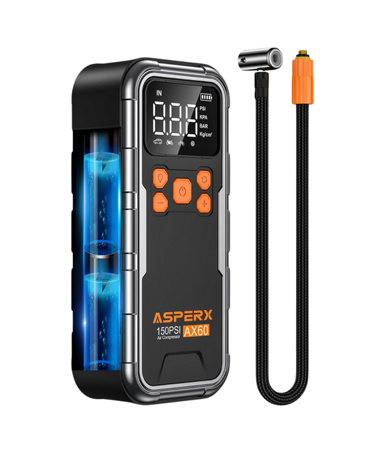 Cordless Tire Inflator - 150PSI Portable Air Compressor with Digital Gauge & LED Light