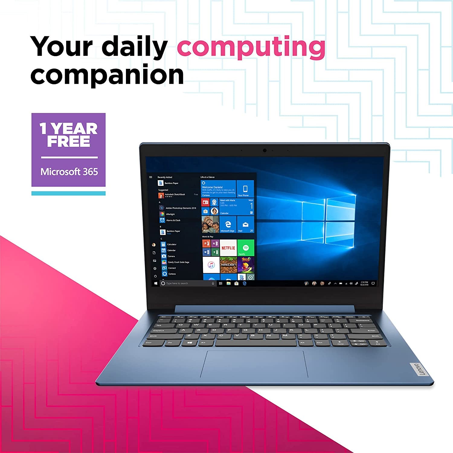Ideapad 1 Laptop, 14.0" HD Display, Intel Celeron N4020, 4GB RAM, 64GB Storage, Intel UHD Graphics 600, Windows 11 in S Mode, Ice Blue