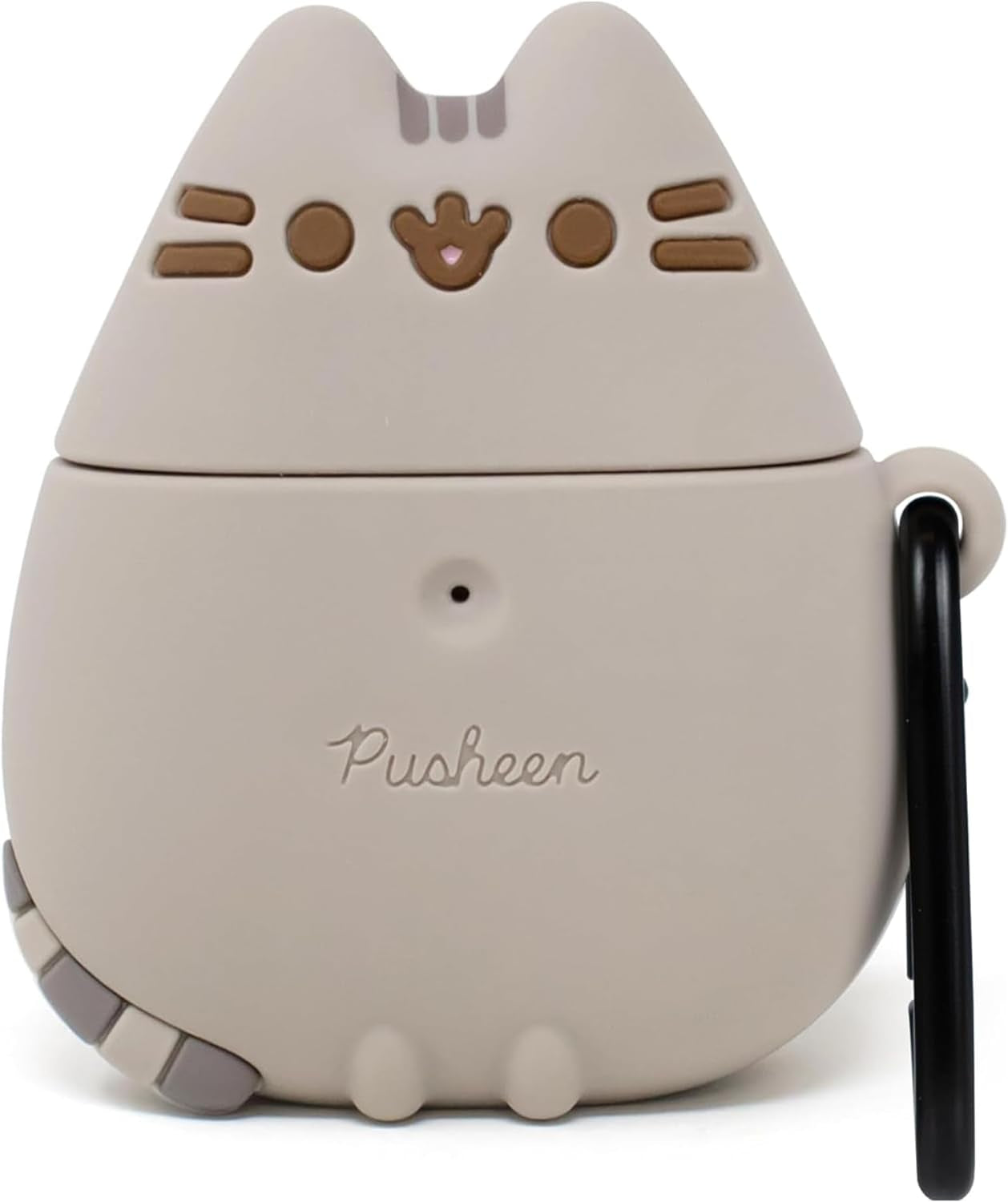X Pusheen the Cat [ Compatible with Airpods 1/2 ] Cute Silicone Protective Cover [Carabiner Clip Included] [Wireless Charging Capable] - Standing