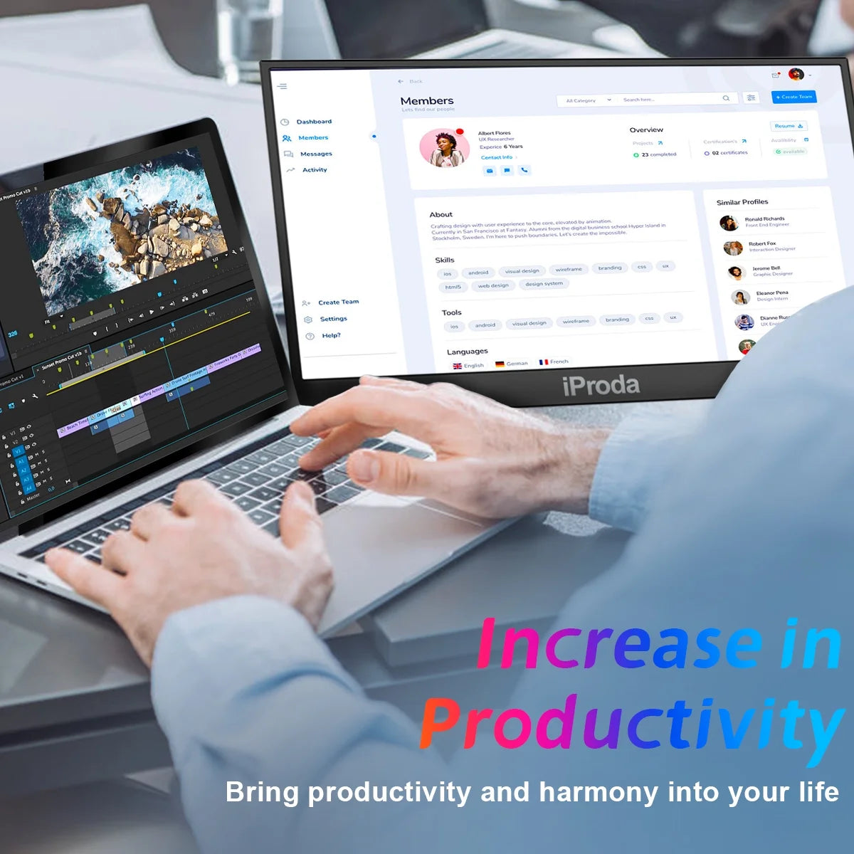 15.6"Ptotable Monitor 1920* 1080P FHD IPS 60Hz Computer Monitor with Smart Case, Black