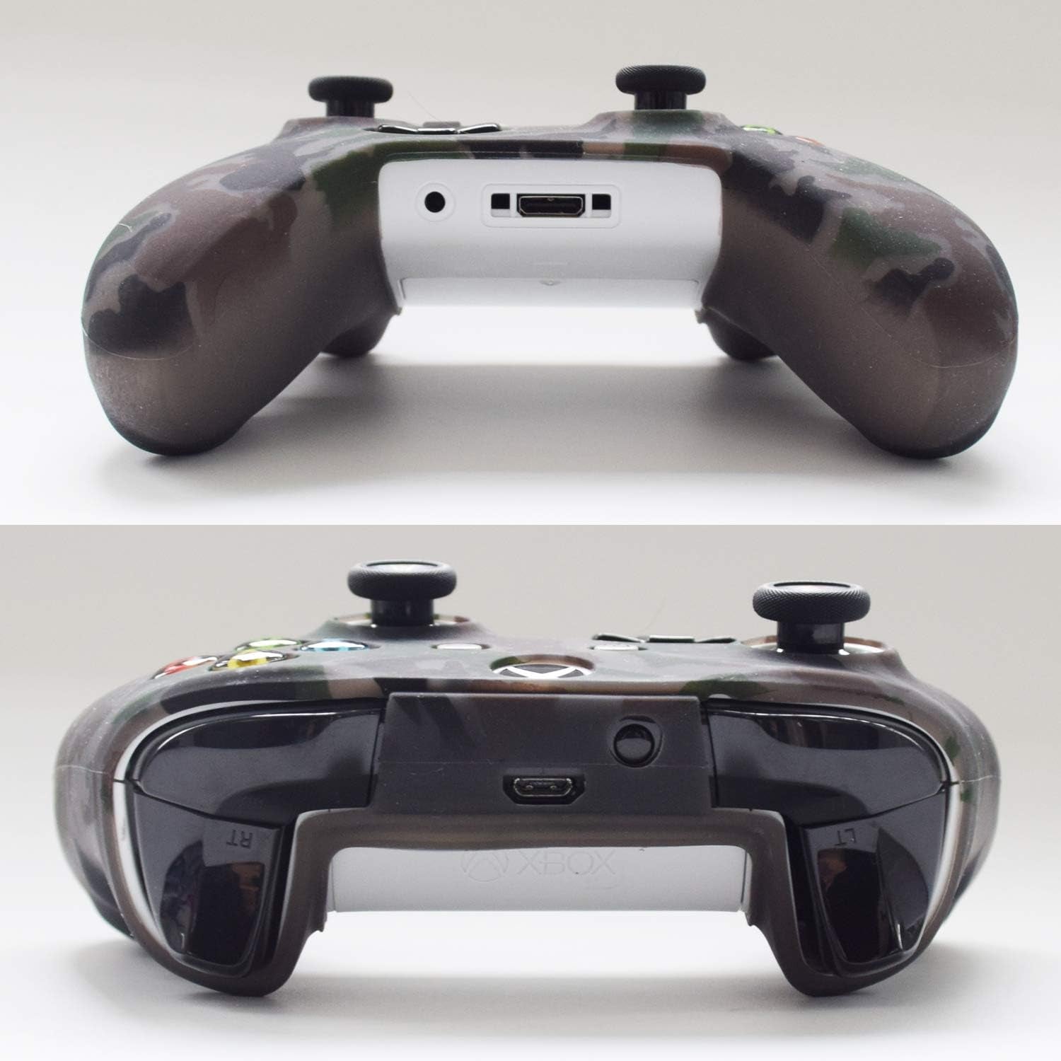 Silicone Gel Cover Skin Protector Kits Compatible with Xbox One/Xbox One S/Xbox One X Controller Video Games1 X Controller Camouflage Cover with 8 X Thumb Grip Caps(Grey)