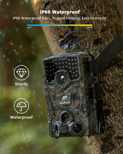 Trail Camera, 48MP 4K Hunting Camera with Night Vision Motion Activated IP66 Waterproof, Deer Camera for Outdoor Wildlife Watching Monitoring