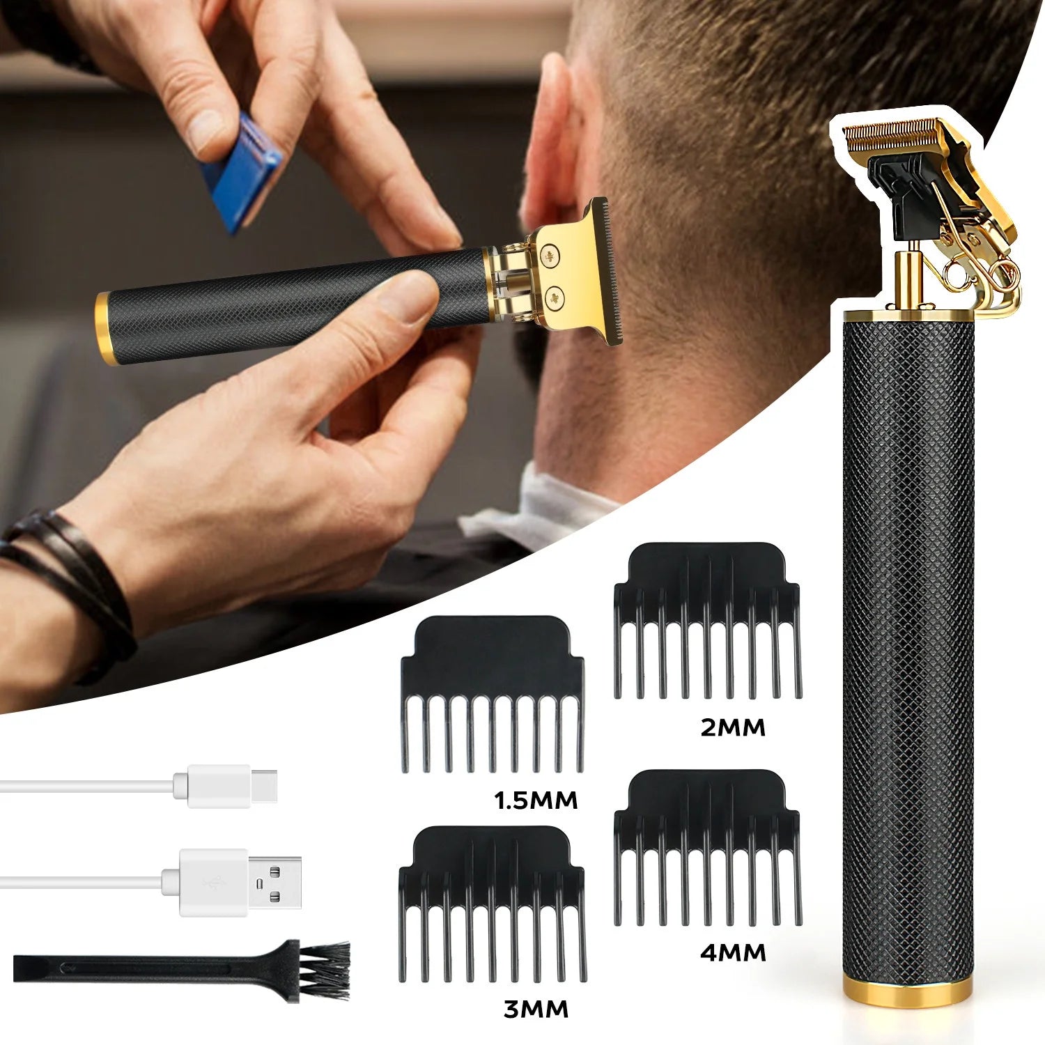 Hair Clippers for Men Cordless Trimmer Haircut Machine Kit, Black