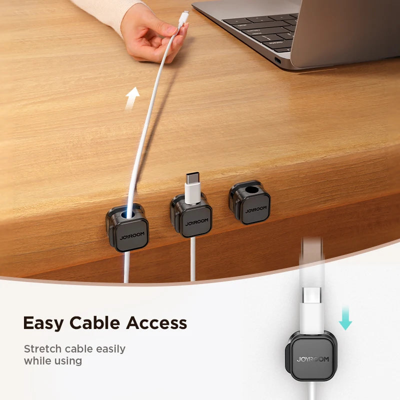 Magnetic Wire Keeper: Under Desk Cable Organizer, Smooth Clips