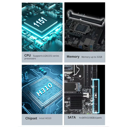 H310 Computer Motherboard 32GB LGA1151 Desktops Motherboard Vga/Hdmi-Compatible/Dvi Ports Micro-Atx DDR4 Motherboard