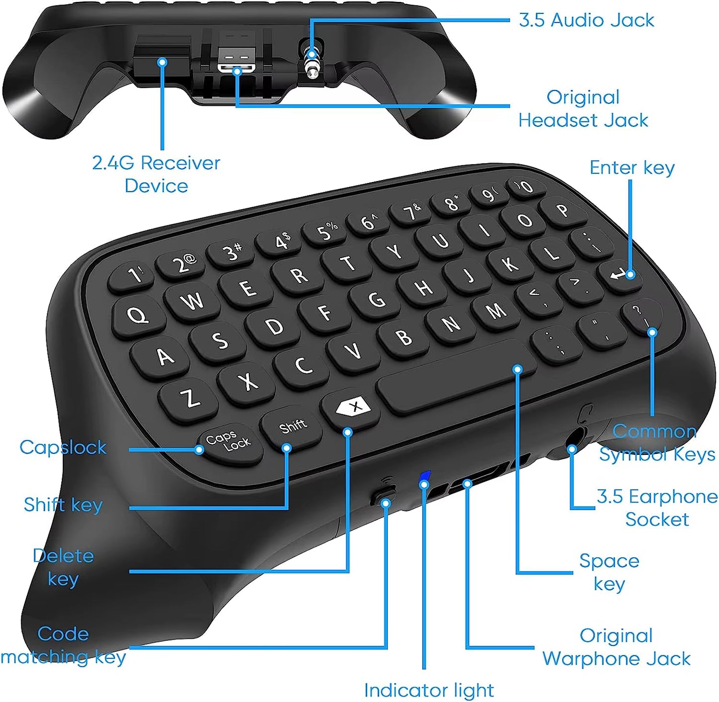Wireless Chatpad Bluetooth Gaming Keypad Controller Keyboard Built-In Speaker,3.5Mm Audio Jack for /One/One S