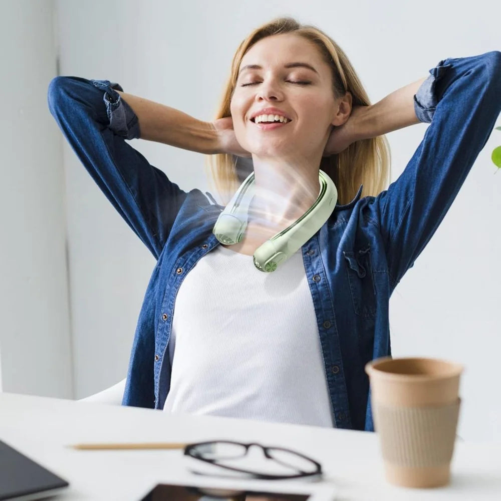 Neck Fan, Portable Wearable Personal Fan, Hands-Free Bladeless Fan, Green