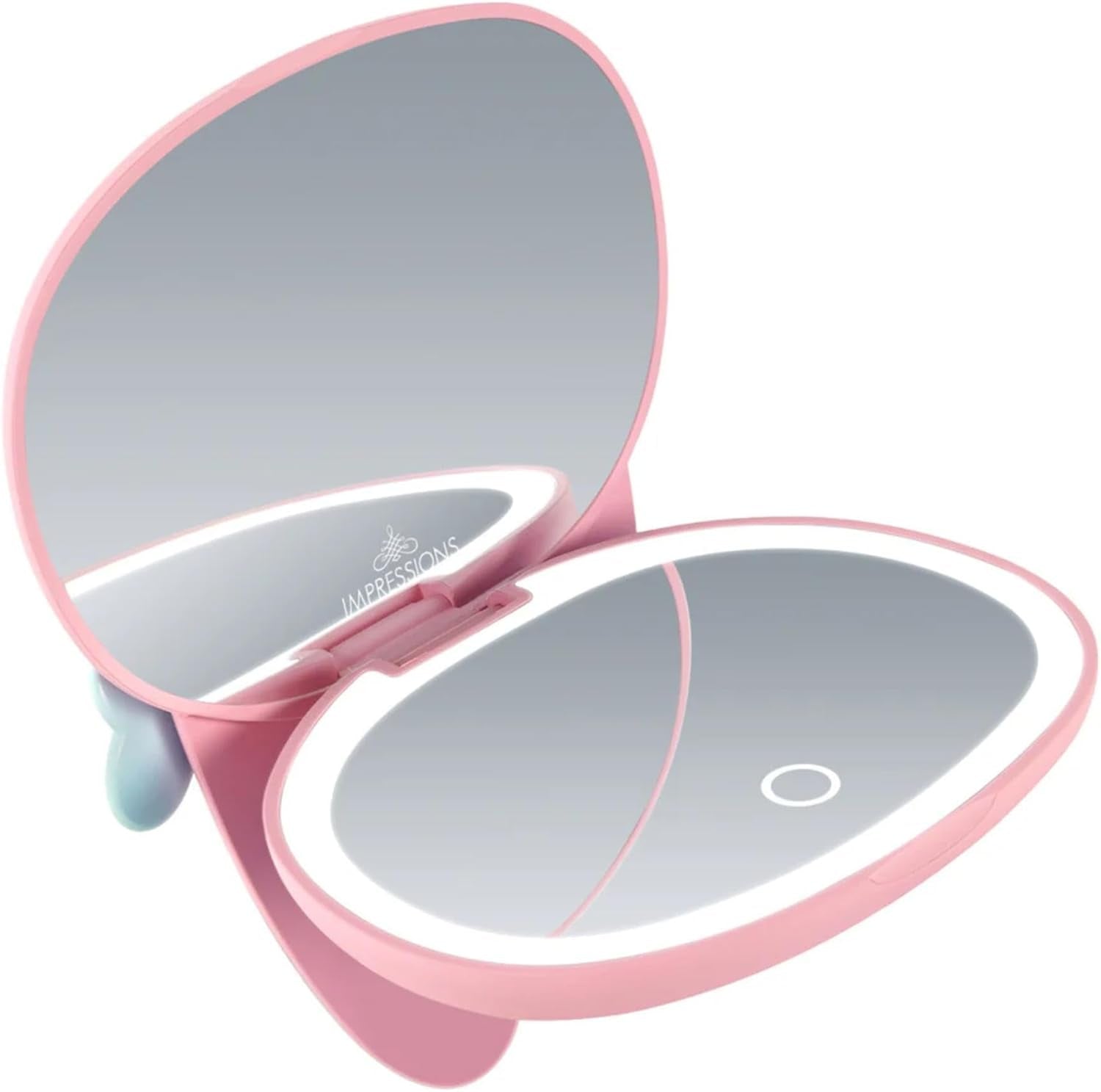 Impressions Vanity My Melody LED Compact Mirror for Purse, Travel Lighted Makeup Mirror with 3X Magnification, Adjustable Brightness, Soft Touch Sensor Button, and My Melody Figural Shaped Design