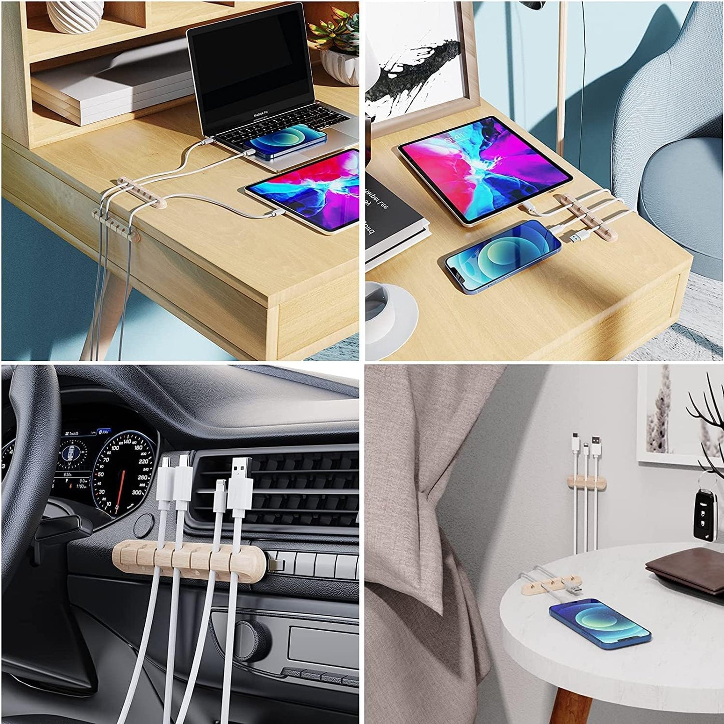 Cable Holder Clips, 3-Pack Cable Management Cord Organizer Clips Silicone Self Adhesive for Desktop USB Charging Cable Nightstand Power Cord Mouse Cable Wire PC Office Home